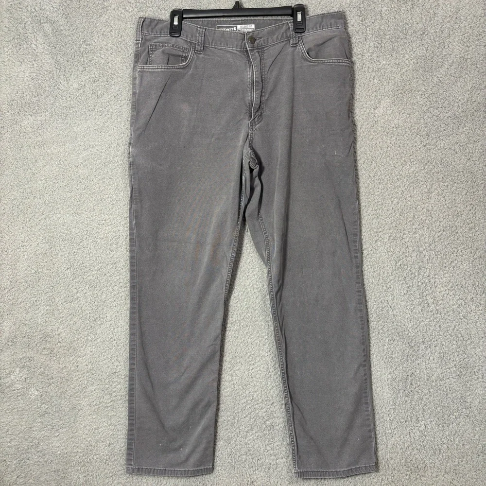 Carhartt Mens Relaxed Fit Canvas Work Pants Gray 38x34 (Measures 38x31) Utility